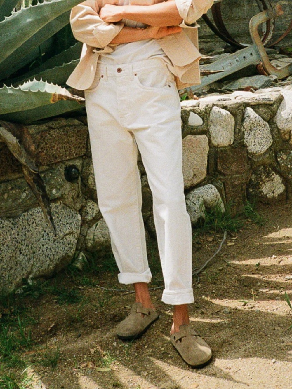 Hey Gang Loose Crop White Relaxed Jeans